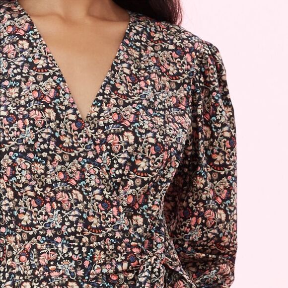 Rebecca Taylor La Vie Gitane Floral Wrap Cotton Long Sleeve Jumpsuit Size Large - Picture 6 of 16